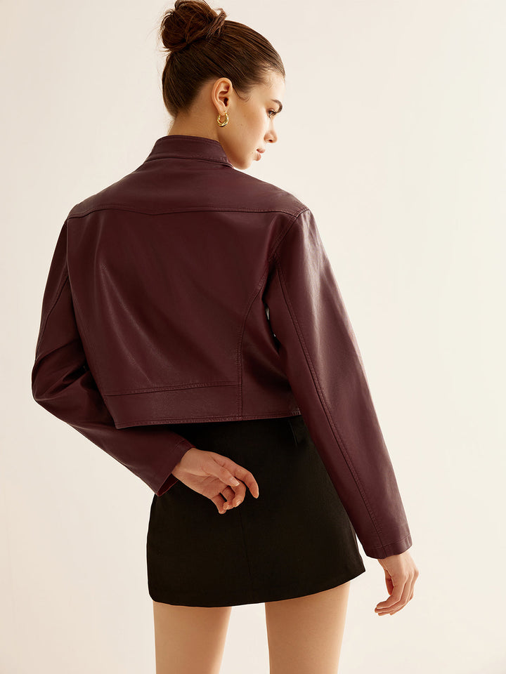 Veste Courte Synthétique Élégance Minimaliste