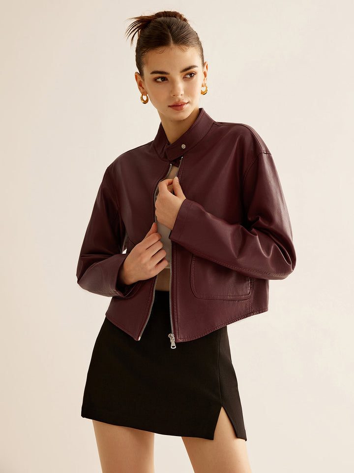 Veste Courte Synthétique Élégance Minimaliste