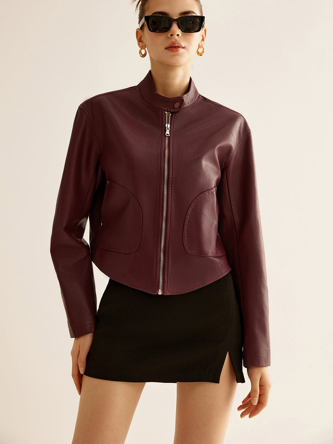 Veste Courte Synthétique Élégance Minimaliste