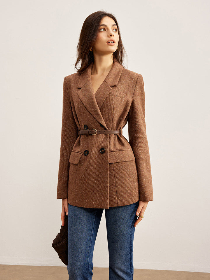 Blazer Ceinturé Marron