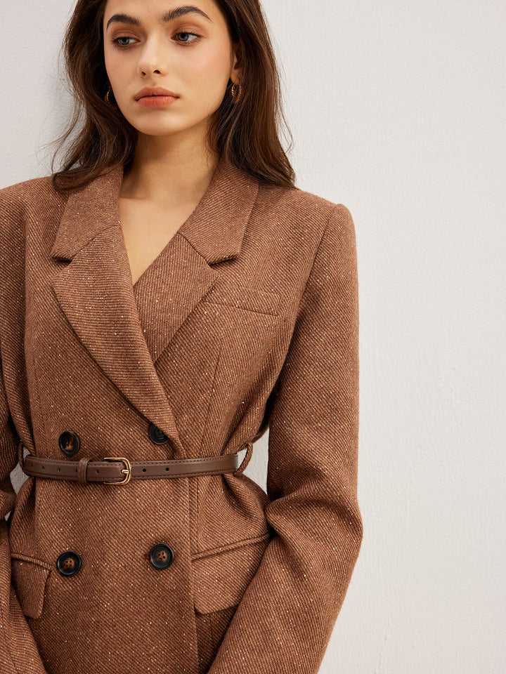 Blazer Ceinturé Marron