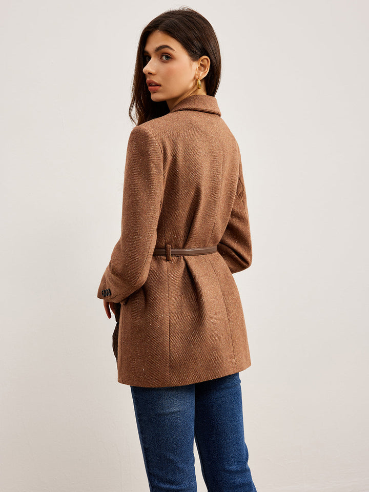 Blazer Ceinturé Marron