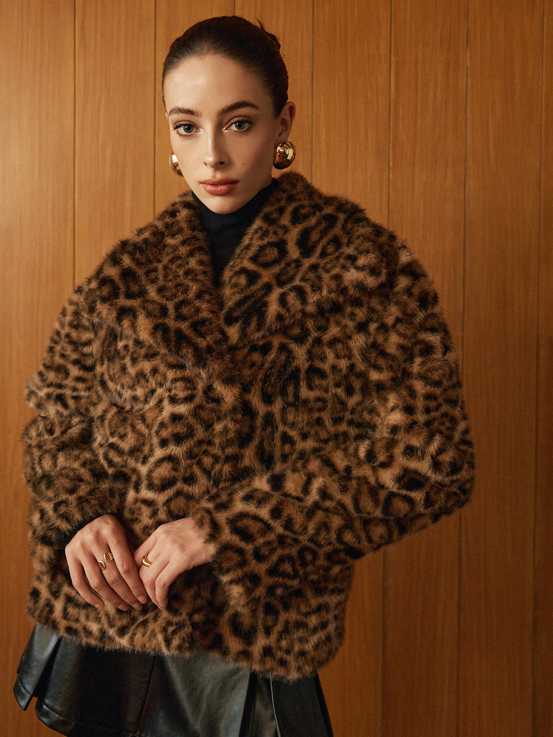 Veste en Fausse Fourrure Léopard
