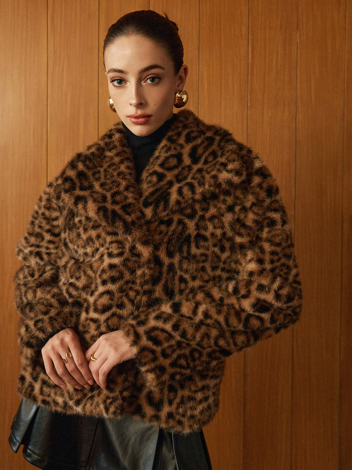 Veste en Fausse Fourrure Léopard