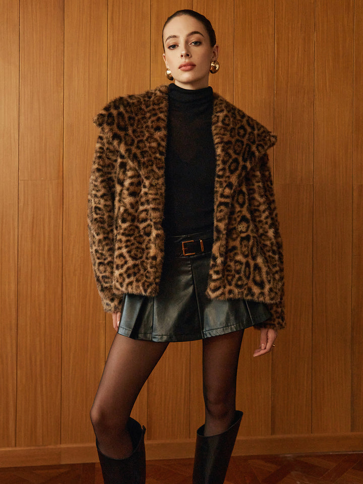 Veste en Fausse Fourrure Léopard