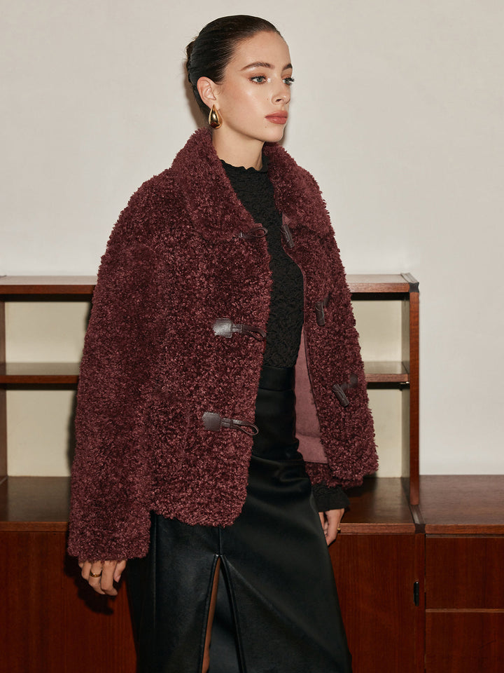Veste Courte en Fausse Fourrure Bouclée