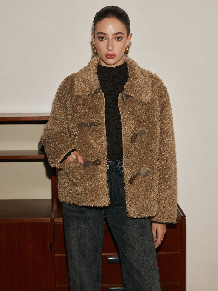 Veste Courte en Fausse Fourrure Bouclée