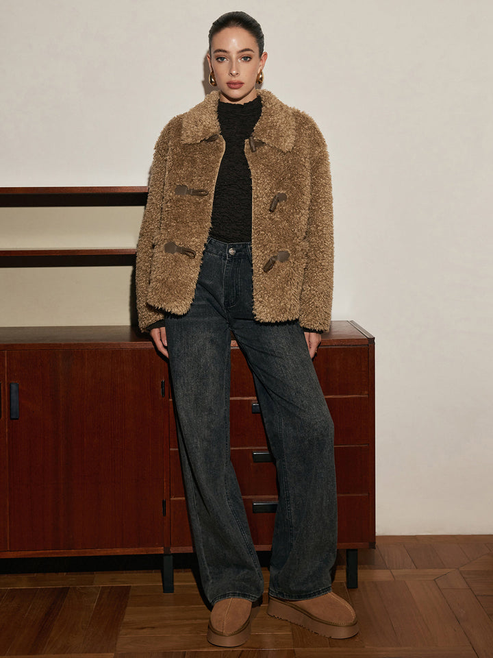 Veste Courte en Fausse Fourrure Bouclée