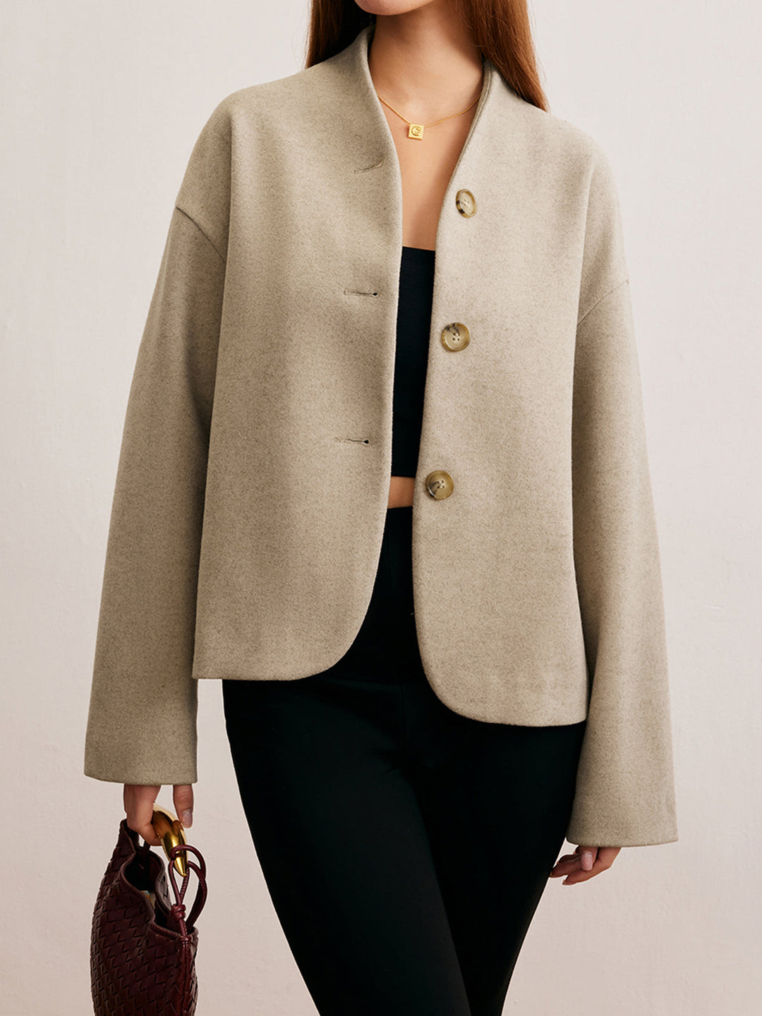 Veste Courte Minimaliste Tissu