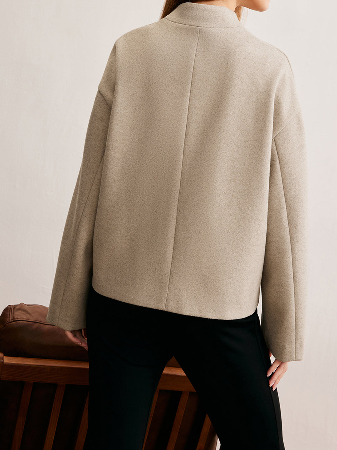 Veste Courte Minimaliste Tissu