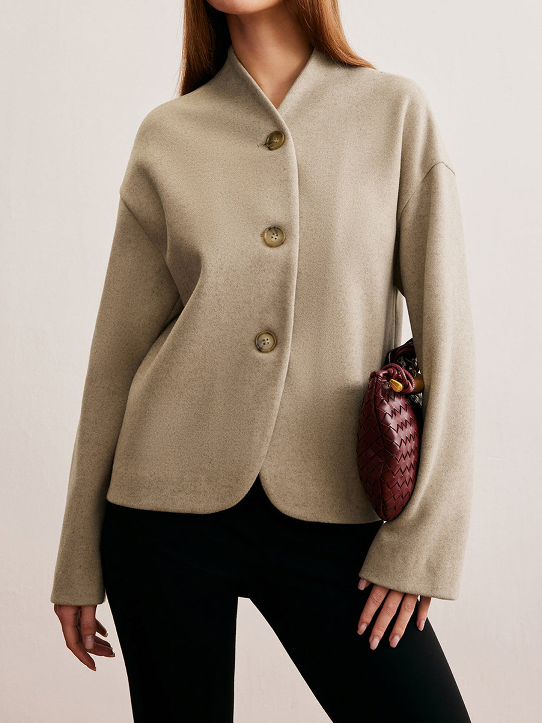 Veste Courte Minimaliste Tissu