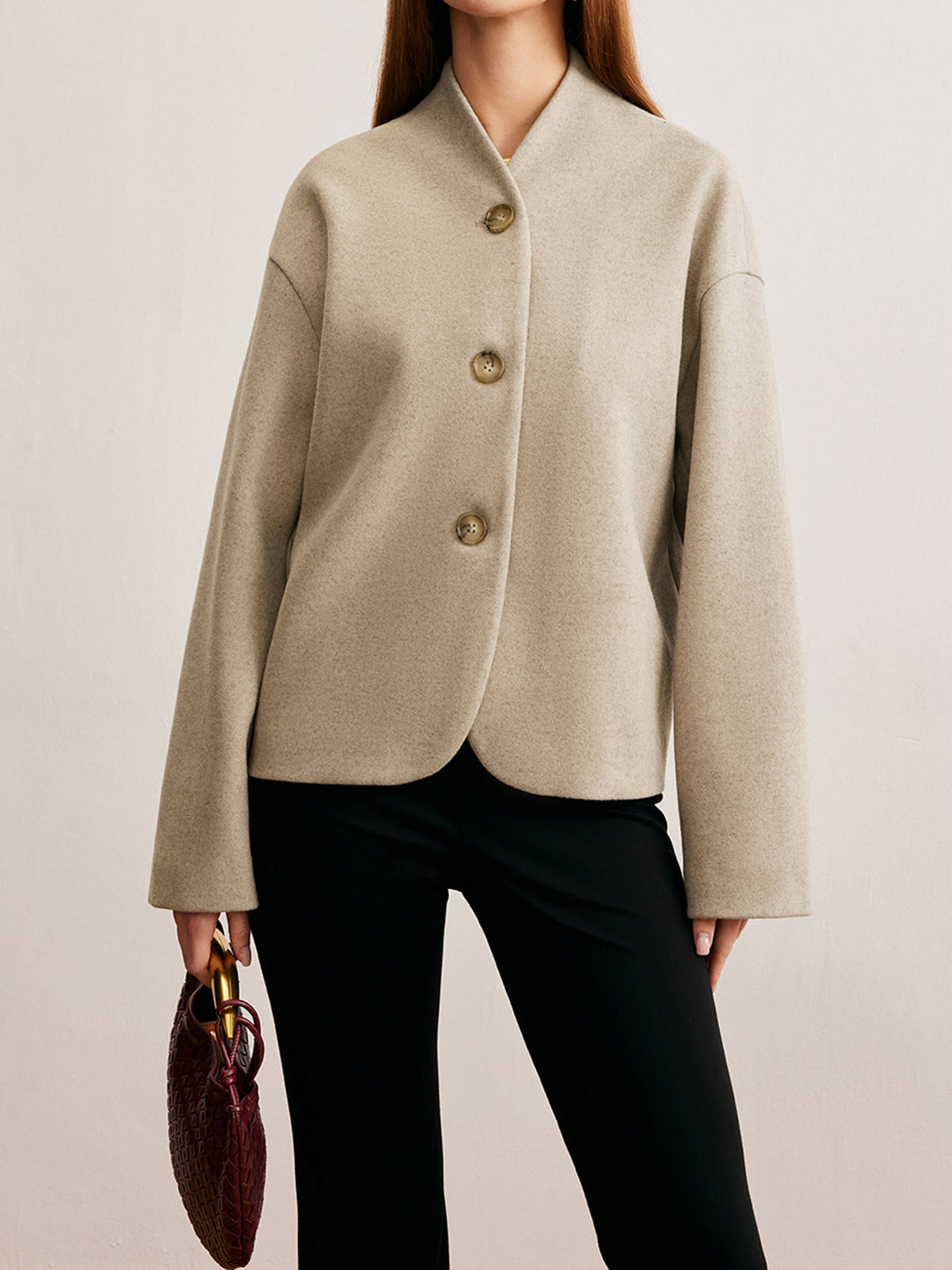 Veste Courte Minimaliste Tissu