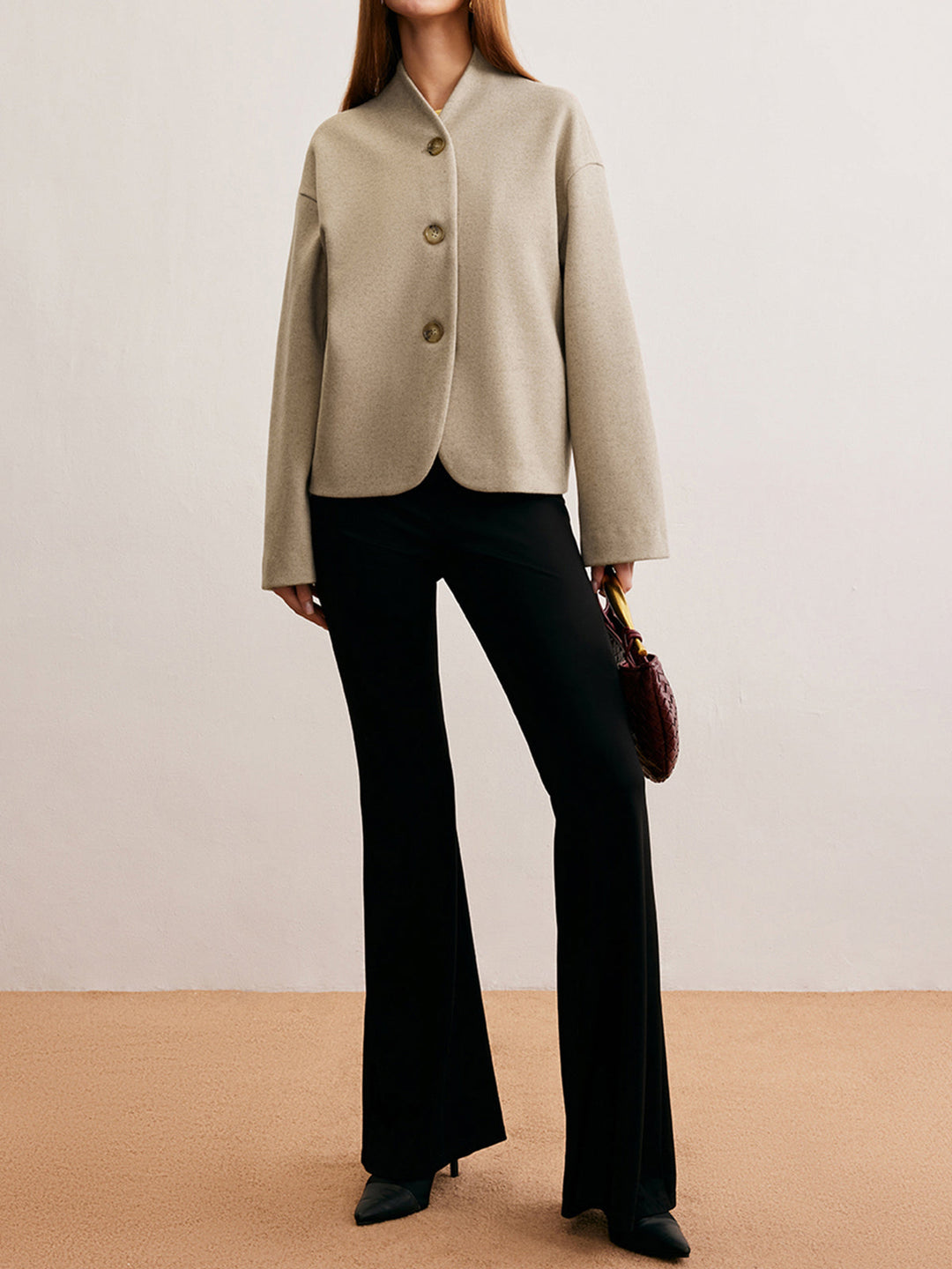 Veste Courte Minimaliste Tissu