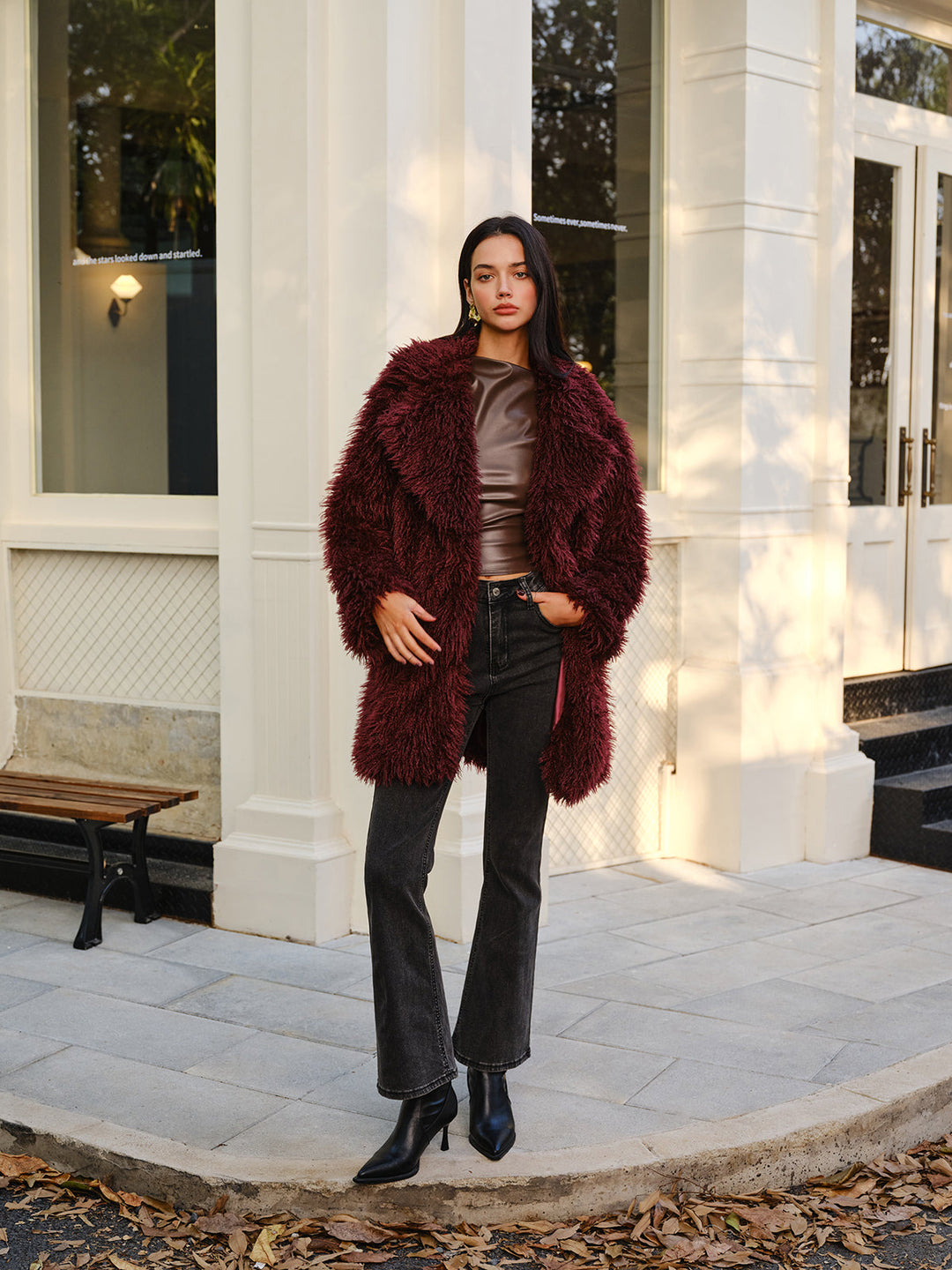 Manteau Fausse Fourrure Bouclée
