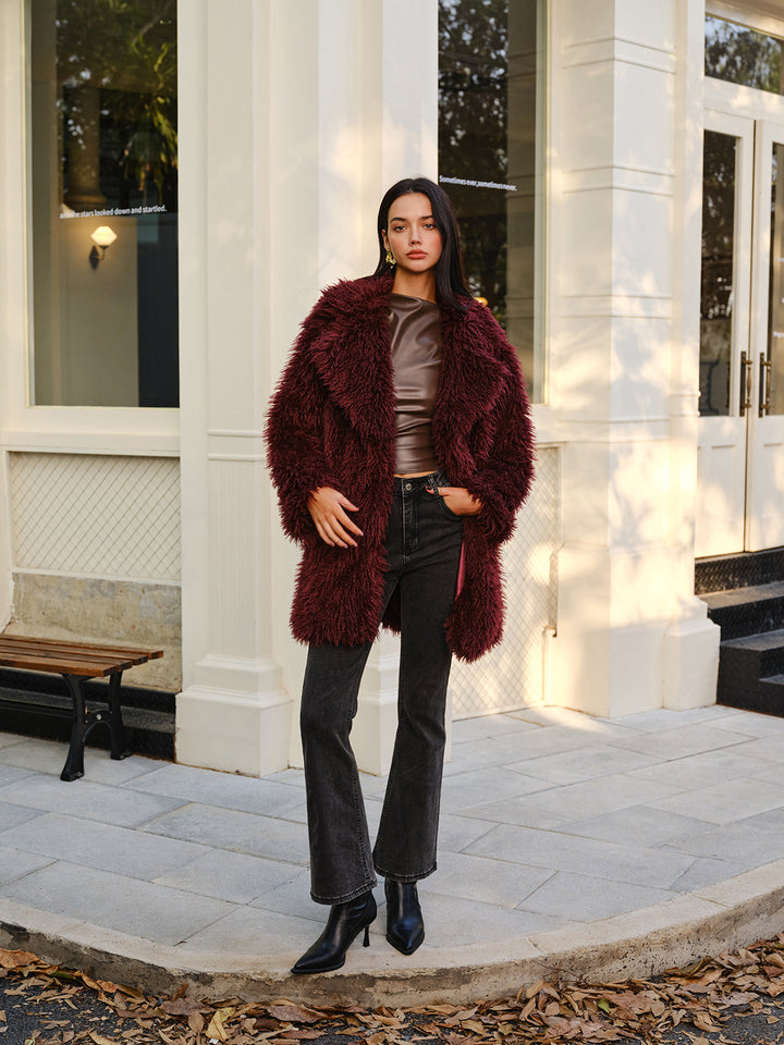 Manteau Fausse Fourrure Bouclée