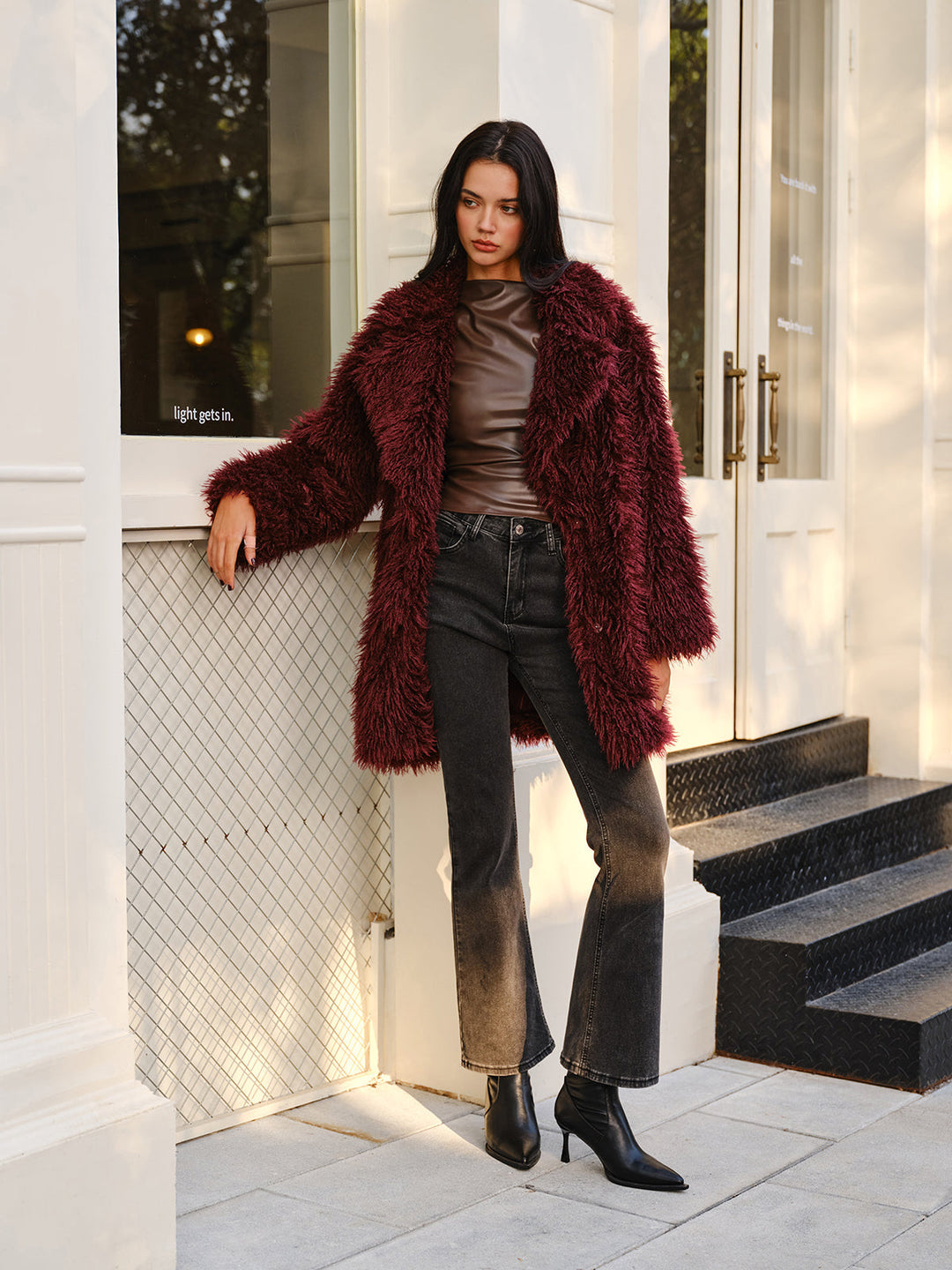 Manteau Fausse Fourrure Bouclée