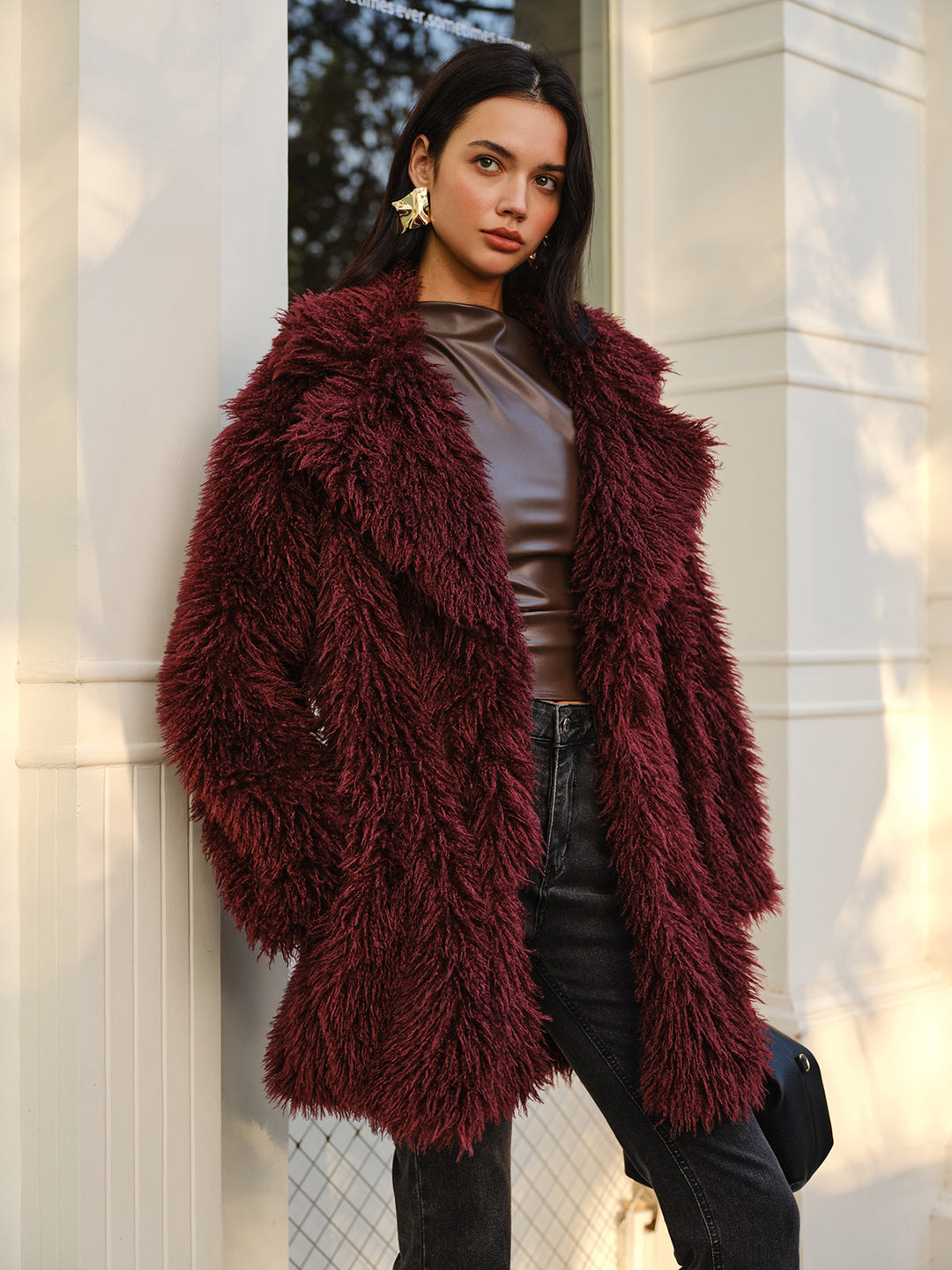 Manteau Fausse Fourrure Bouclée