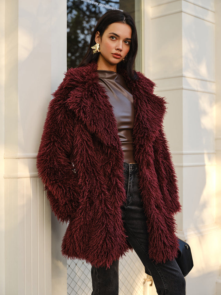 Manteau Fausse Fourrure Bouclée