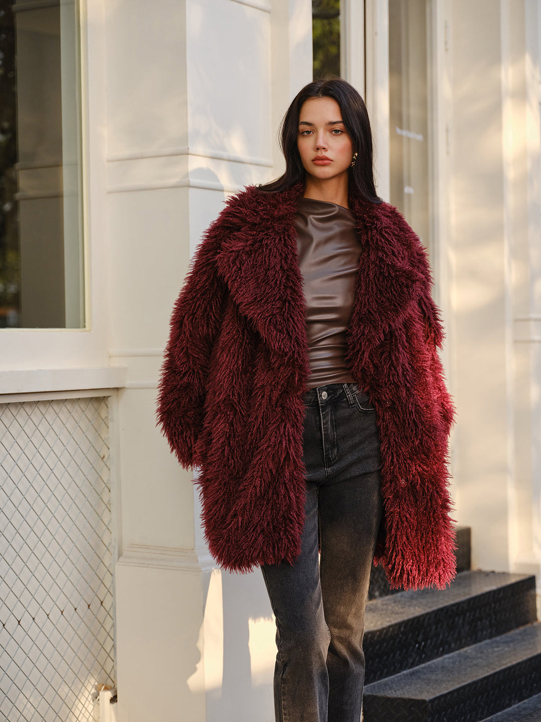 Manteau Fausse Fourrure Bouclée