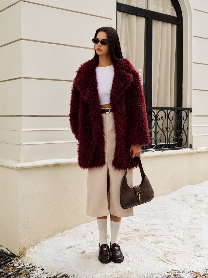 Manteau Fausse Fourrure Bouclée