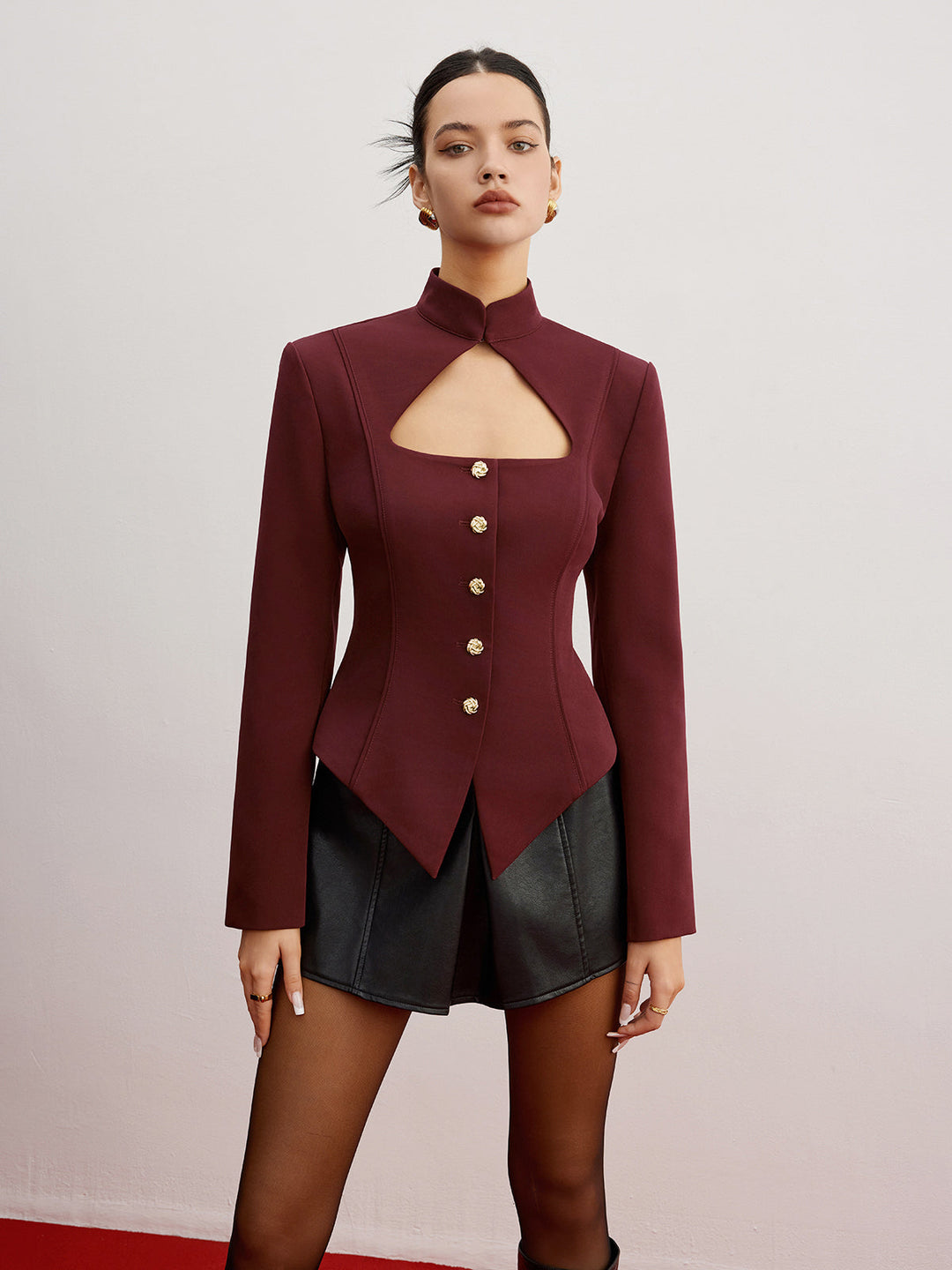 Veste Bordeaux Découpée