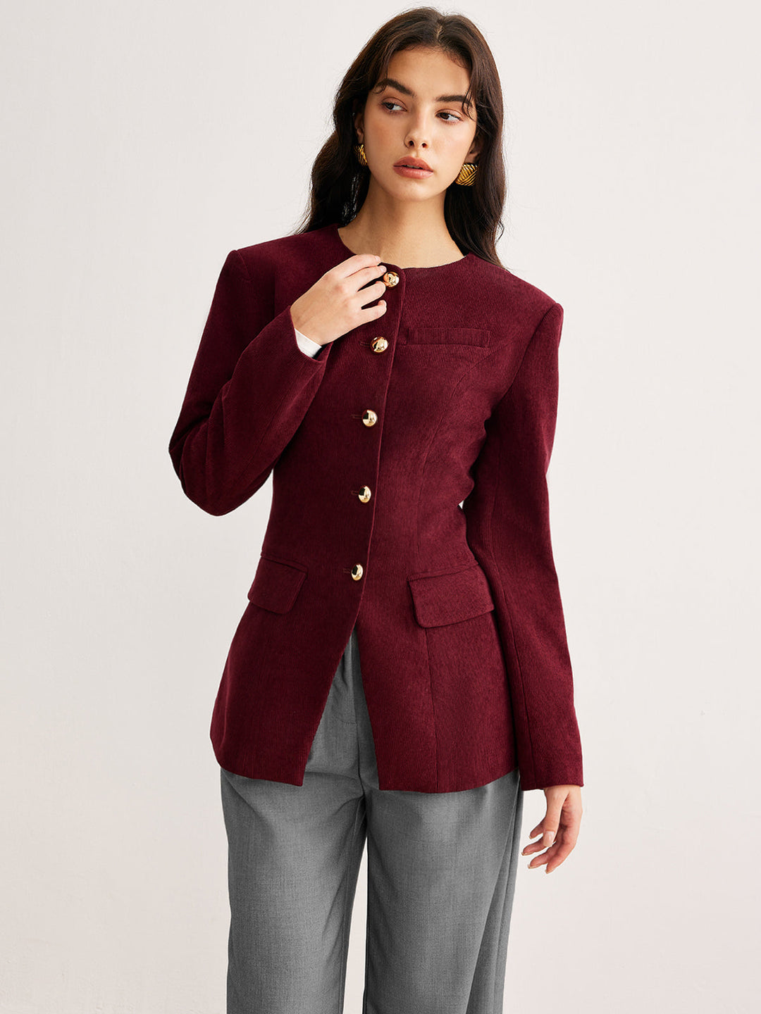 Veste Cintrée Boutons Dorés