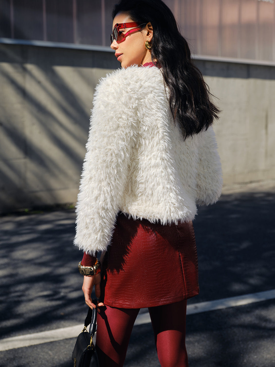 Veste Courte Fausse Fourrure