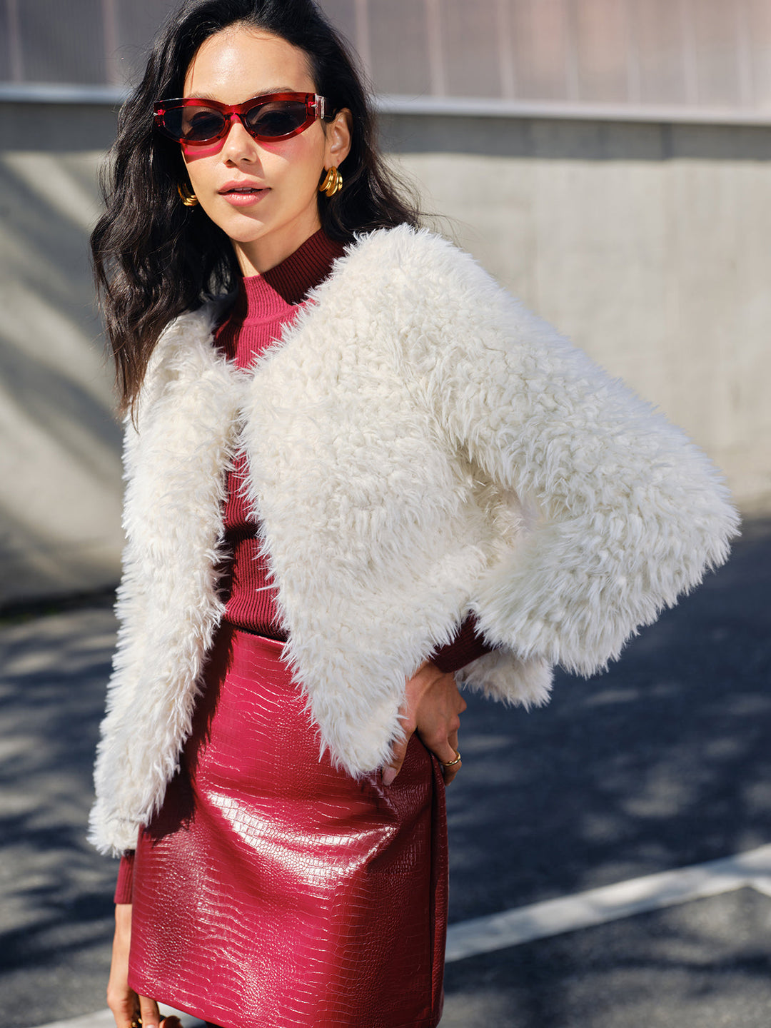 Veste Courte Fausse Fourrure