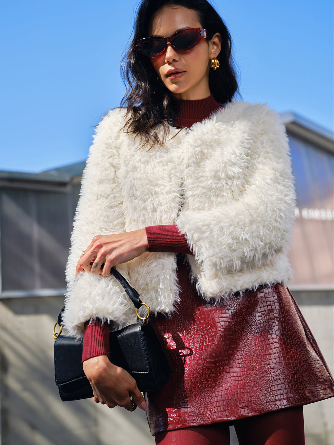 Veste Courte Fausse Fourrure
