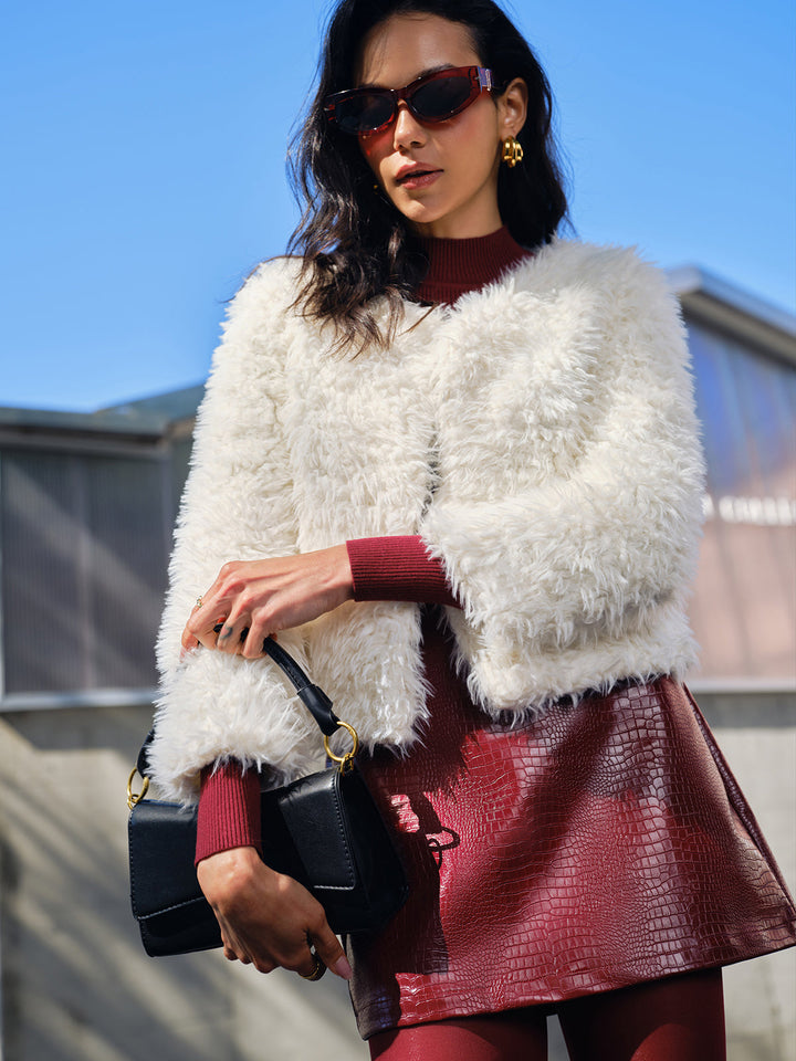 Veste Courte Fausse Fourrure