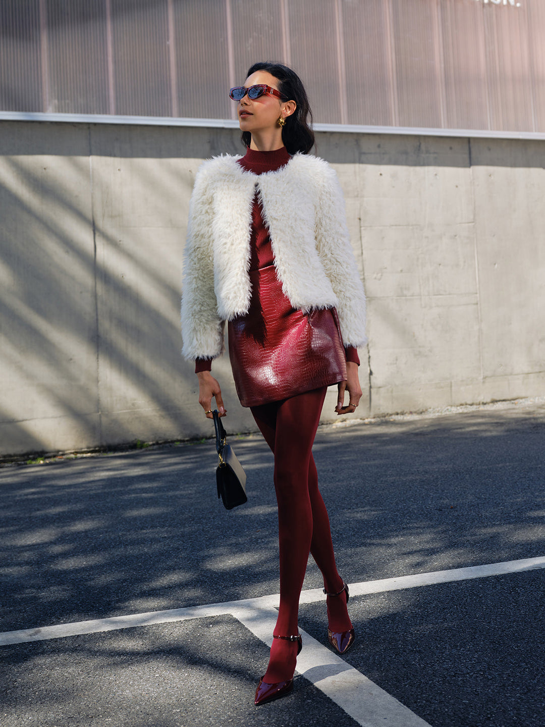 Veste Courte Fausse Fourrure