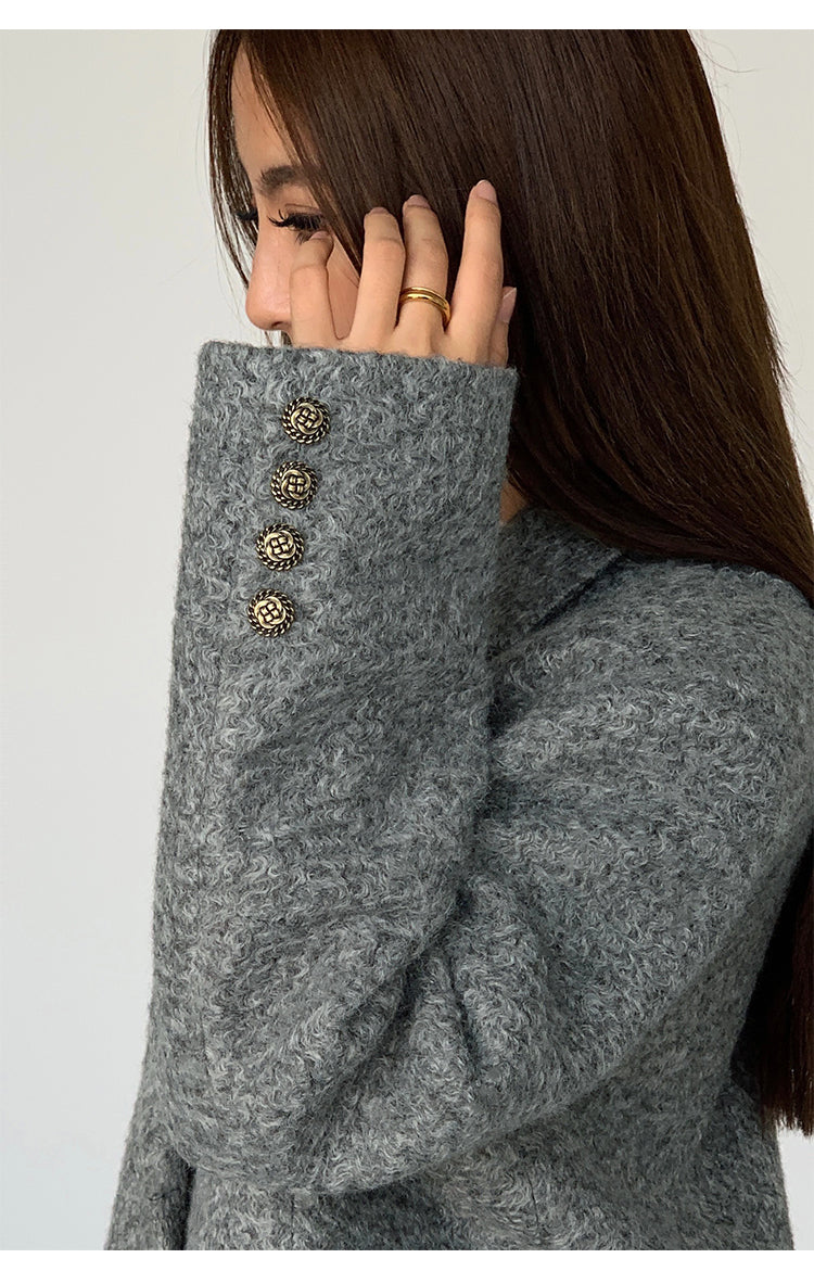 Langer Oversize-Blazer mit Fischgrätmuster