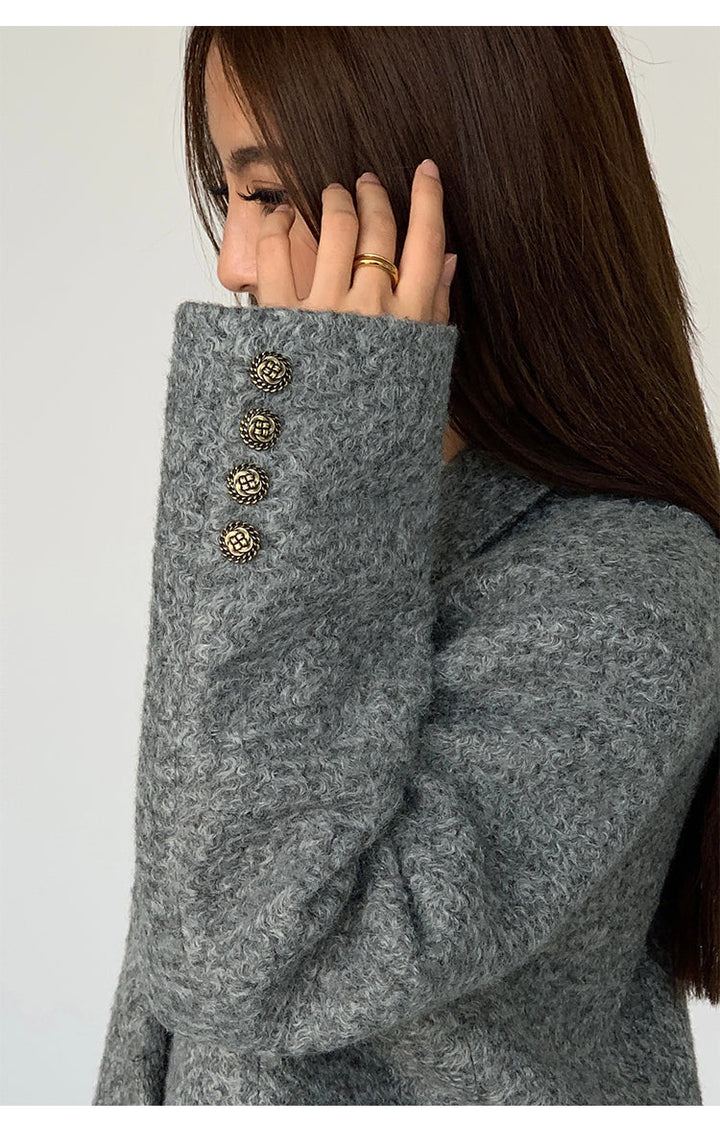Langer Oversize-Blazer mit Fischgrätmuster