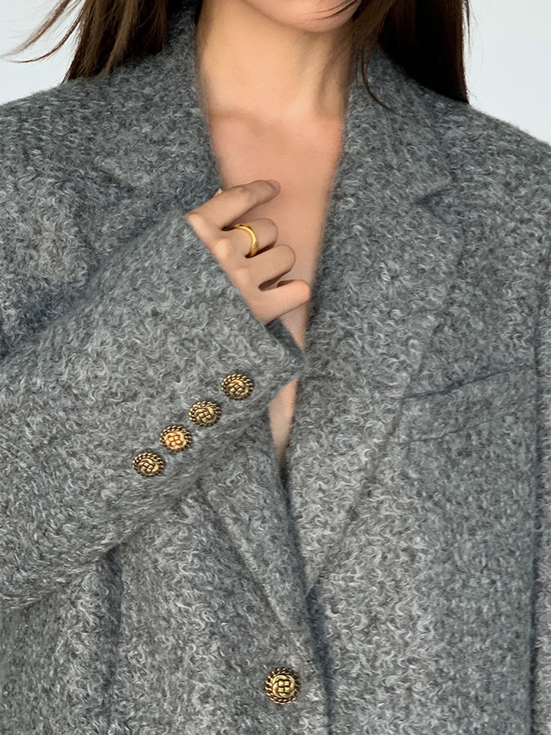Langer Oversize-Blazer mit Fischgrätmuster