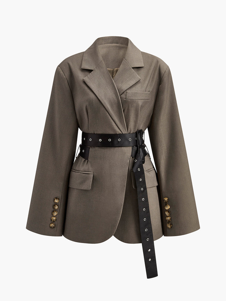 Veste Cape Structurée avec Ceinture