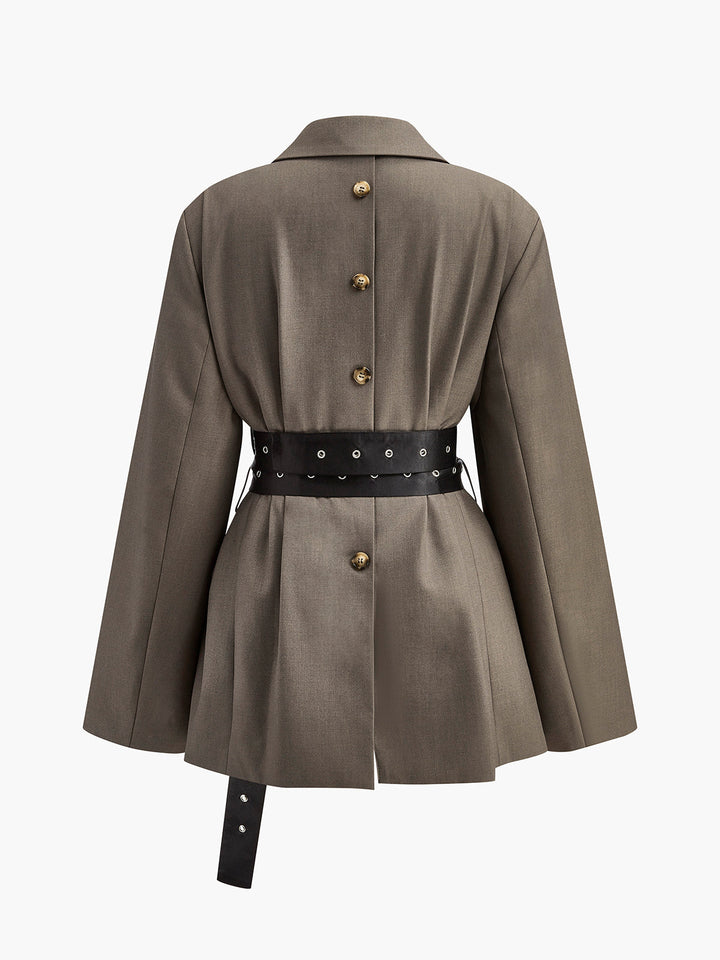 Veste Cape Structurée avec Ceinture
