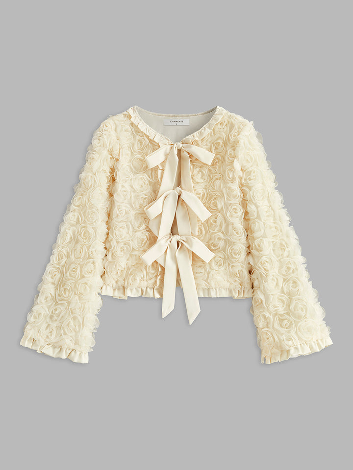 Veste Courte Florale à Nœuds