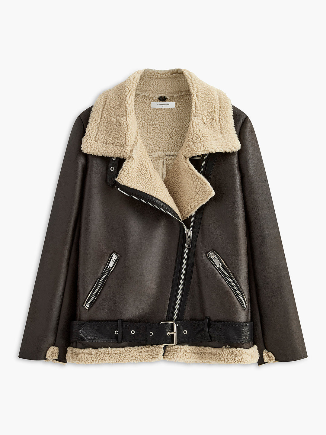 Veste Synthétique Col en Fausse Fourrure