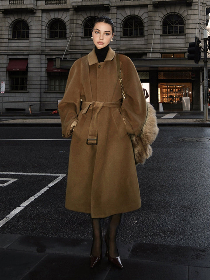 Manteau Long Ceinturé Croisé