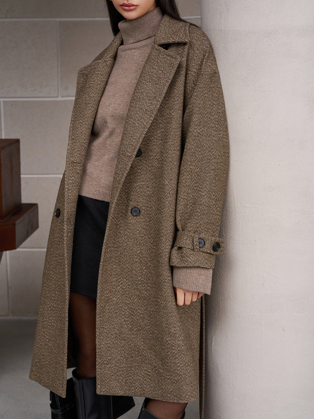 Manteau Long Oversize Col Large