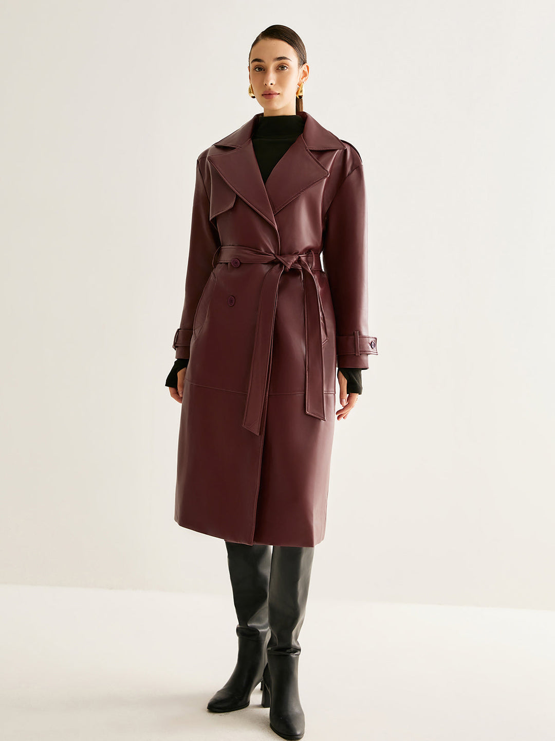 Langer Trenchcoat in Bordeaux