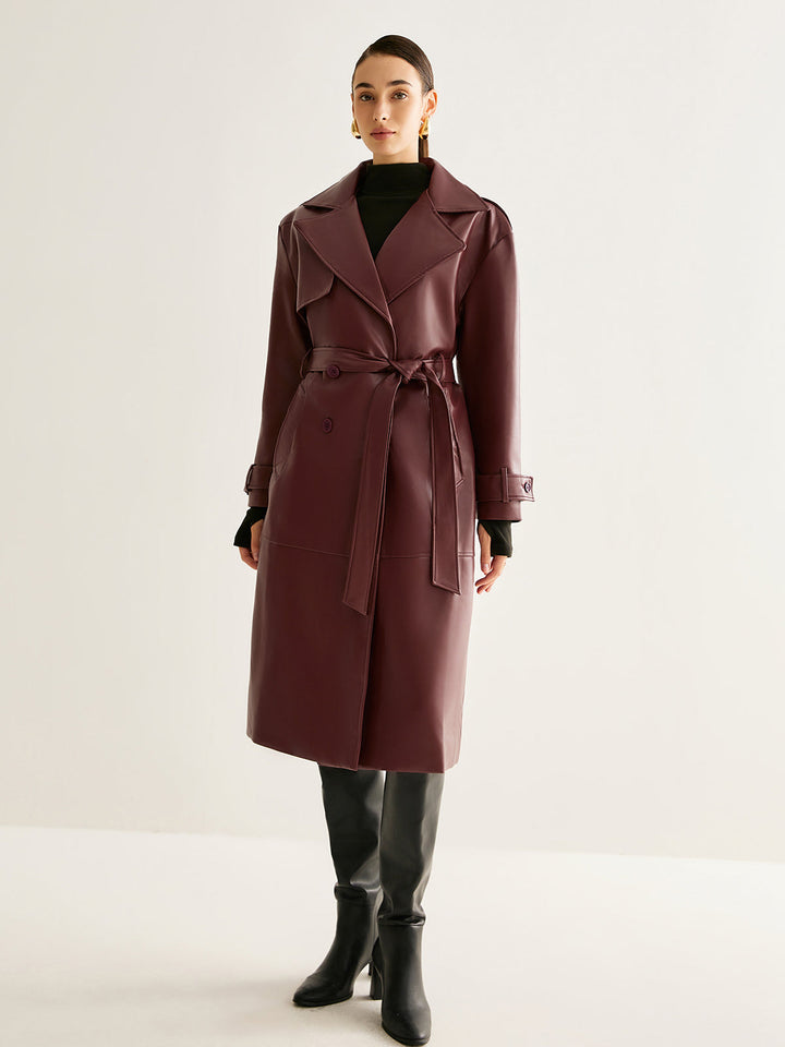 Langer Trenchcoat in Bordeaux
