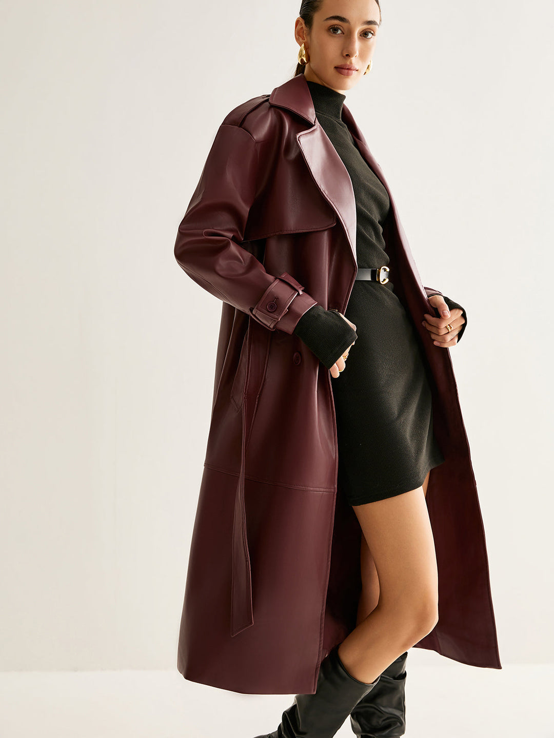Langer Trenchcoat in Bordeaux