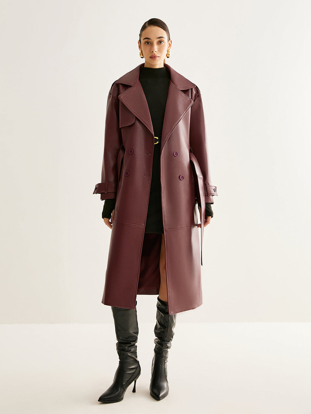 Langer Trenchcoat in Bordeaux