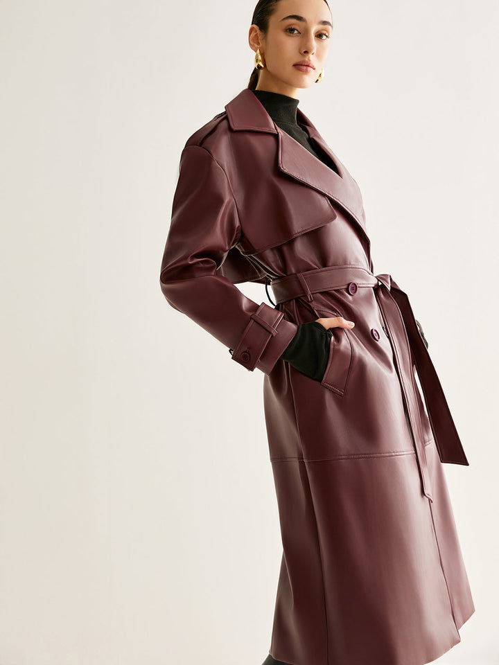 Langer Trenchcoat in Bordeaux