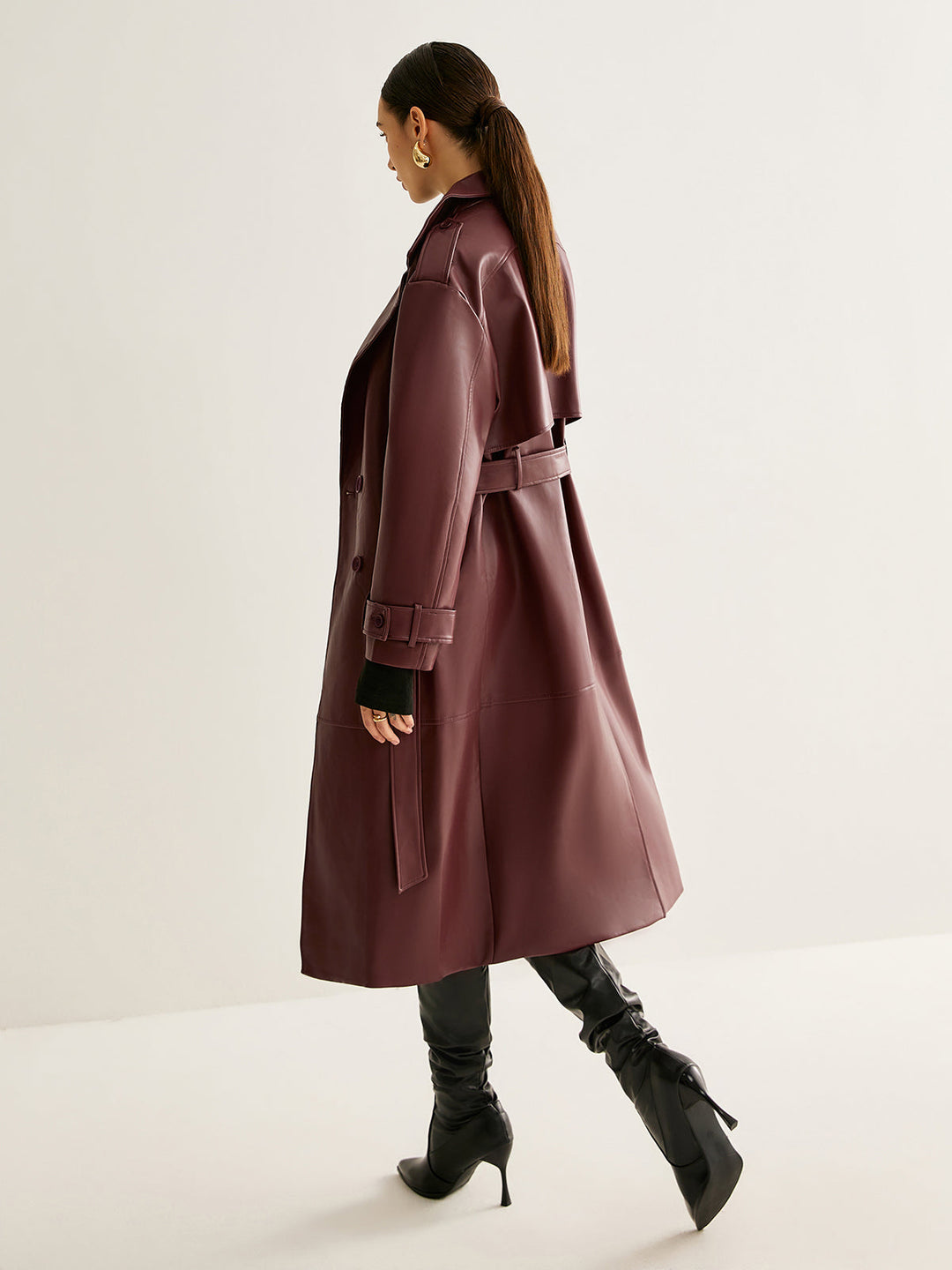 Langer Trenchcoat in Bordeaux