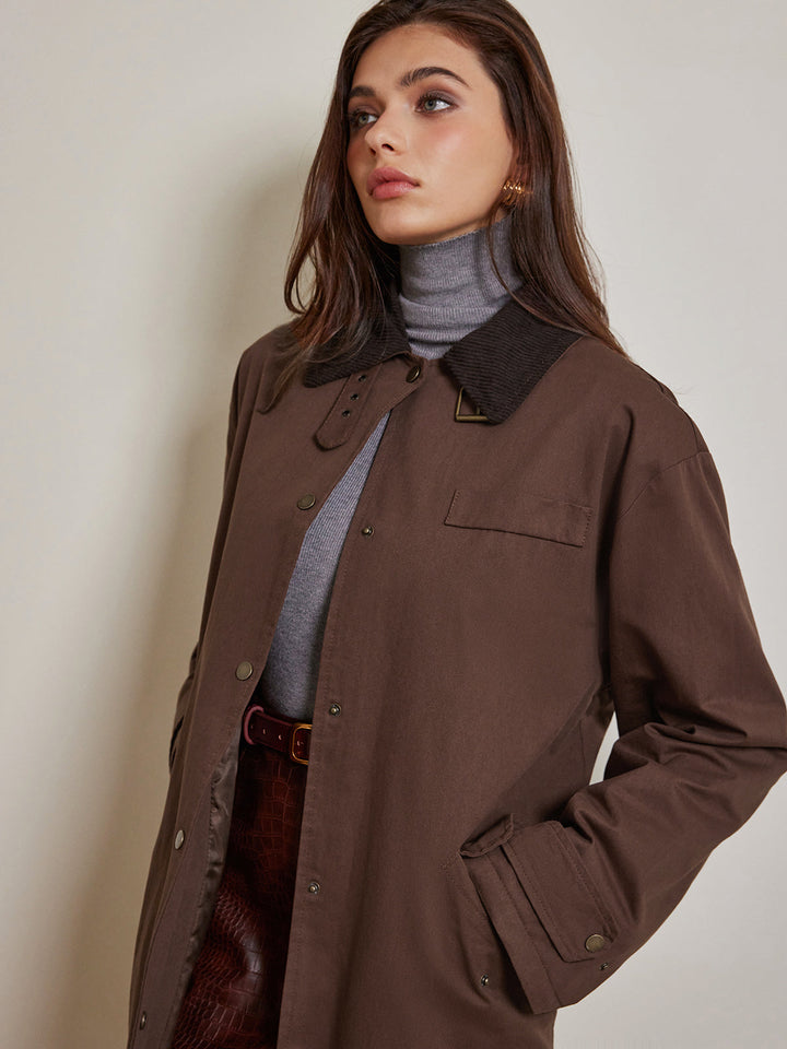 Manteau Long Ceinturé Marron