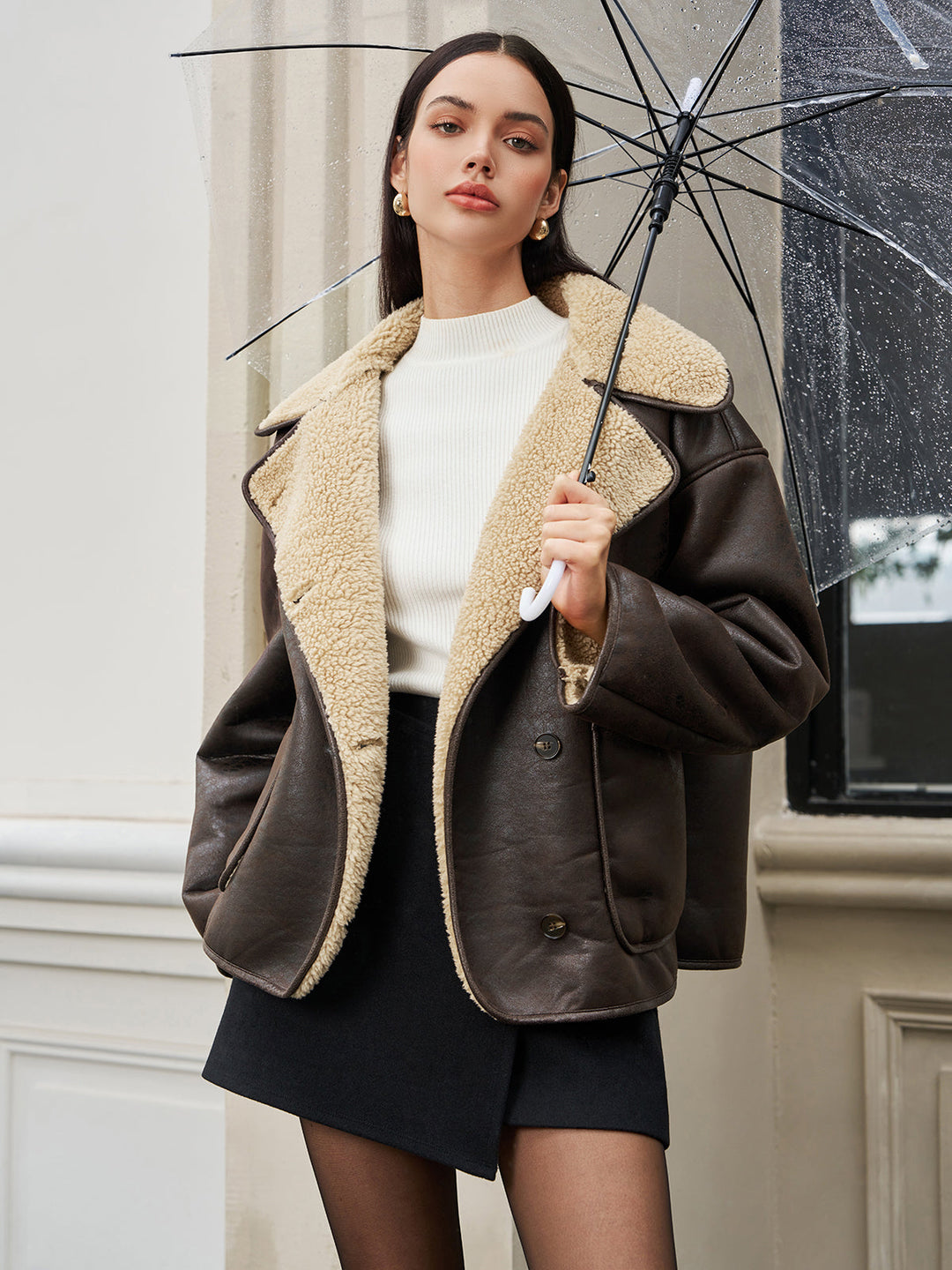 Veste Aviateur Doublée Fourrure