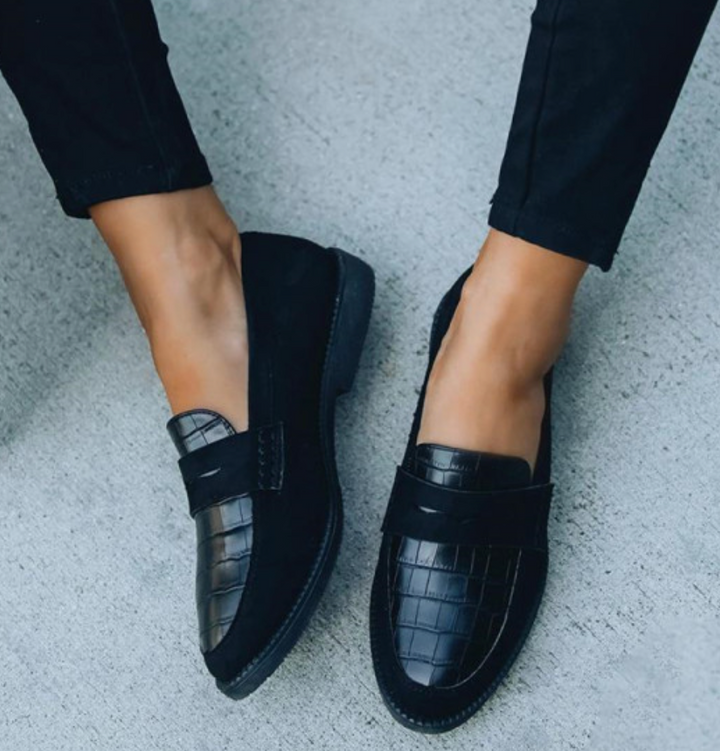 Mocassins Croco avec Bout Rond