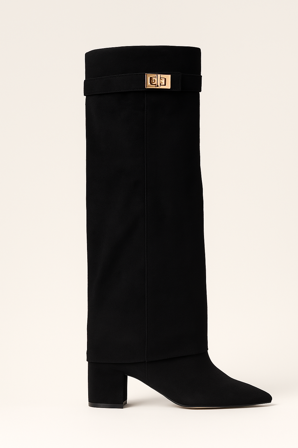 Hohe Stiefel aus Velourslederimitat